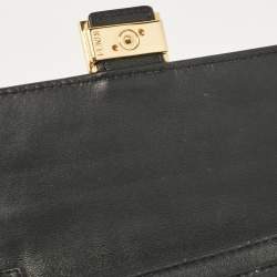Fendi Black FF Leather Baguette Continental Chain Wallet