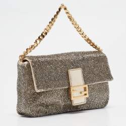 Fendi Metallic Beaded Micro Baguette Bag