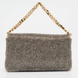 Fendi Metallic Beaded Micro Baguette Bag