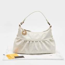 Pre Owned Fendi White Zucca Coated Canvas and Leather Chef Shoulder Bag
