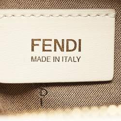 Pre Owned Fendi White Zucca Coated Canvas and Leather Chef Shoulder Bag