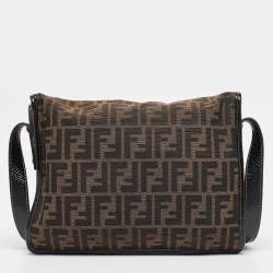 Fendi Tobacco Zucca Canvas and Patent Leather Mama Flap Shoulder Bag