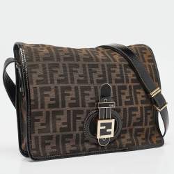 Fendi Tobacco Zucca Canvas and Patent Leather Mama Flap Shoulder Bag