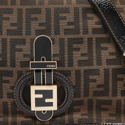 Fendi Tobacco Zucca Canvas and Patent Leather Mama Flap Shoulder Bag