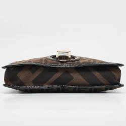 Fendi Tobacco Zucca Canvas and Patent Leather Mama Flap Shoulder Bag