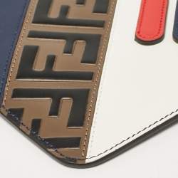 Pre Owned Fendi X Fila Multicolor Leather Logo Mania Wristlet Pouch
