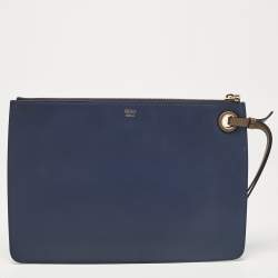 Pre Owned Fendi X Fila Multicolor Leather Logo Mania Wristlet Pouch