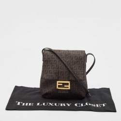 Fendi Tobacco Zucchino Coated Canvas Flap Messenger Bag