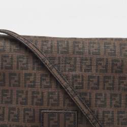 Fendi Tobacco Zucchino Coated Canvas Flap Messenger Bag