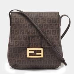 Fendi Tobacco Zucchino Coated Canvas Flap Messenger Bag