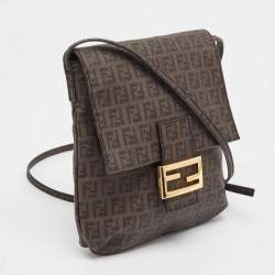 Fendi Tobacco Zucchino Coated Canvas Flap Messenger Bag