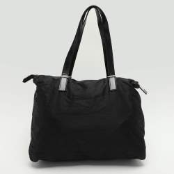 Pre Owned Fendi Black Zucchino Nylon Front Pocket Shoulder Bag