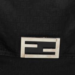 Pre Owned Fendi Black Zucchino Nylon Front Pocket Shoulder Bag