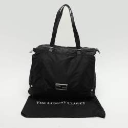 Pre Owned Fendi Black Zucchino Nylon Front Pocket Shoulder Bag