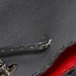 Pre Owned Fendi Grey Selleria Leather Medium Carla Tote