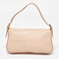 Pre Owned Fendi Blush Pink Leather Baguette Bag