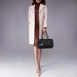 Fendi Black Zucchino Canvas and Leather Forever Bauletto Boston Bag
