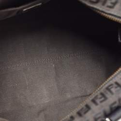 Fendi Black Zucchino Canvas and Leather Forever Bauletto Boston Bag