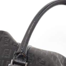 Fendi Black Zucchino Canvas and Leather Forever Bauletto Boston Bag