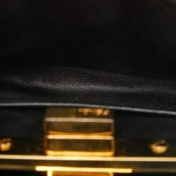 Fendi Black Leather Extra Small Crystal Peekaboo Top Handle Bag