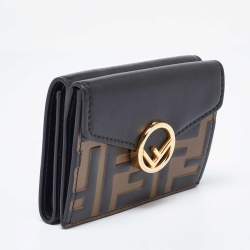 Fendi Brown/Black Zucca Leather F is Fendi Trifold Wallet
