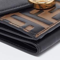 Fendi Brown/Black Zucca Leather F is Fendi Trifold Wallet