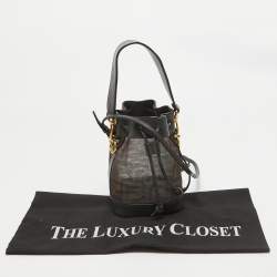 Pre Owned Fendi Tobacco Zucca Mesh and Leather Mini Mon Tresor Bucket Bag