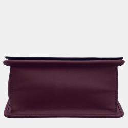Fendi Maroon Leather Kan F Logo Chain Shoulder Bag 
