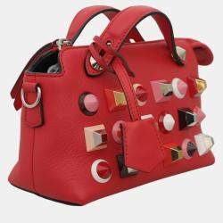 Fendi Red Leather Studded By The Way Bag 