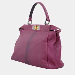Fendi Purple Leather Regular Peekaboo Bag 