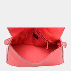 Fendi Red Leather Mamma Baguette Flap Shoulder Bag 