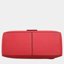 Fendi Red Leather Mamma Baguette Flap Shoulder Bag 