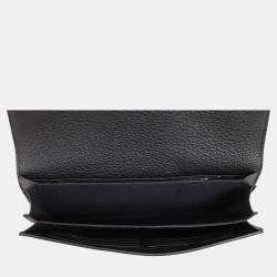  Fendi Black Leather Selleria FF Baguette Clutch