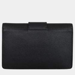  Fendi Black Leather Selleria FF Baguette Clutch