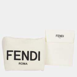  Fendi Black Leather Selleria FF Baguette Clutch