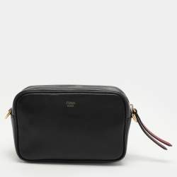 Fendi Black/Brown FF Embossed Leather Mini Camera Crossbody Bag
