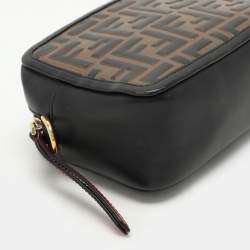 Fendi Black/Brown FF Embossed Leather Mini Camera Crossbody Bag