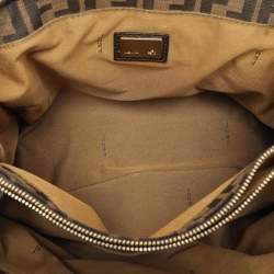 Fendi Brown Pleated FF Zucca Canvas and Leather Satchel