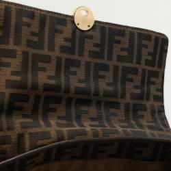 Fendi Brown Pleated FF Zucca Canvas and Leather Satchel