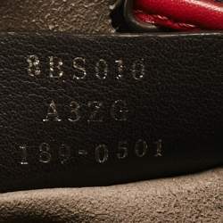 Pre Owned Fendi Red Zucca Leather Mini Mon Tresor Drawstring Bucket Bag