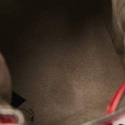 Pre Owned Fendi Red Zucca Leather Mini Mon Tresor Drawstring Bucket Bag