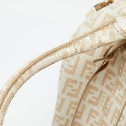Fendi Beige Zucchino Coated Canvas and Leather Forever Bauletto Boston Bag