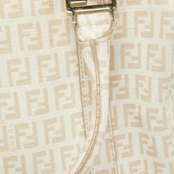 Fendi Beige Zucchino Coated Canvas and Leather Forever Bauletto Boston Bag