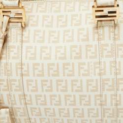Fendi Beige Zucchino Coated Canvas and Leather Forever Bauletto Boston Bag