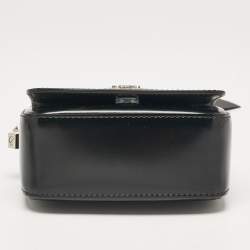 Fendi Black Leather Nano F Chain Clutch 