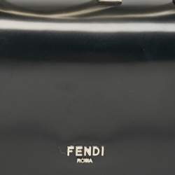 Fendi Black Leather Nano F Chain Clutch 