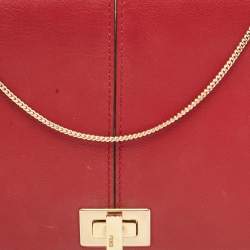 Fendi Red Leather Peekaboo Chain Clutch