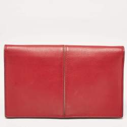 Fendi Red Leather Peekaboo Chain Clutch