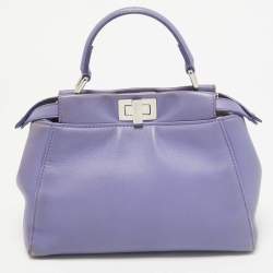 Fendi Lilac Leather Mini Peekaboo Top Handle Bag