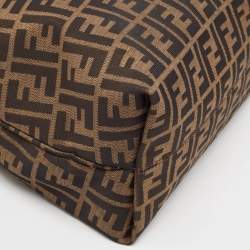 Pre Owned Fendi Tobacco Zucca Canvas and Leather Clasp Shoulder Bag